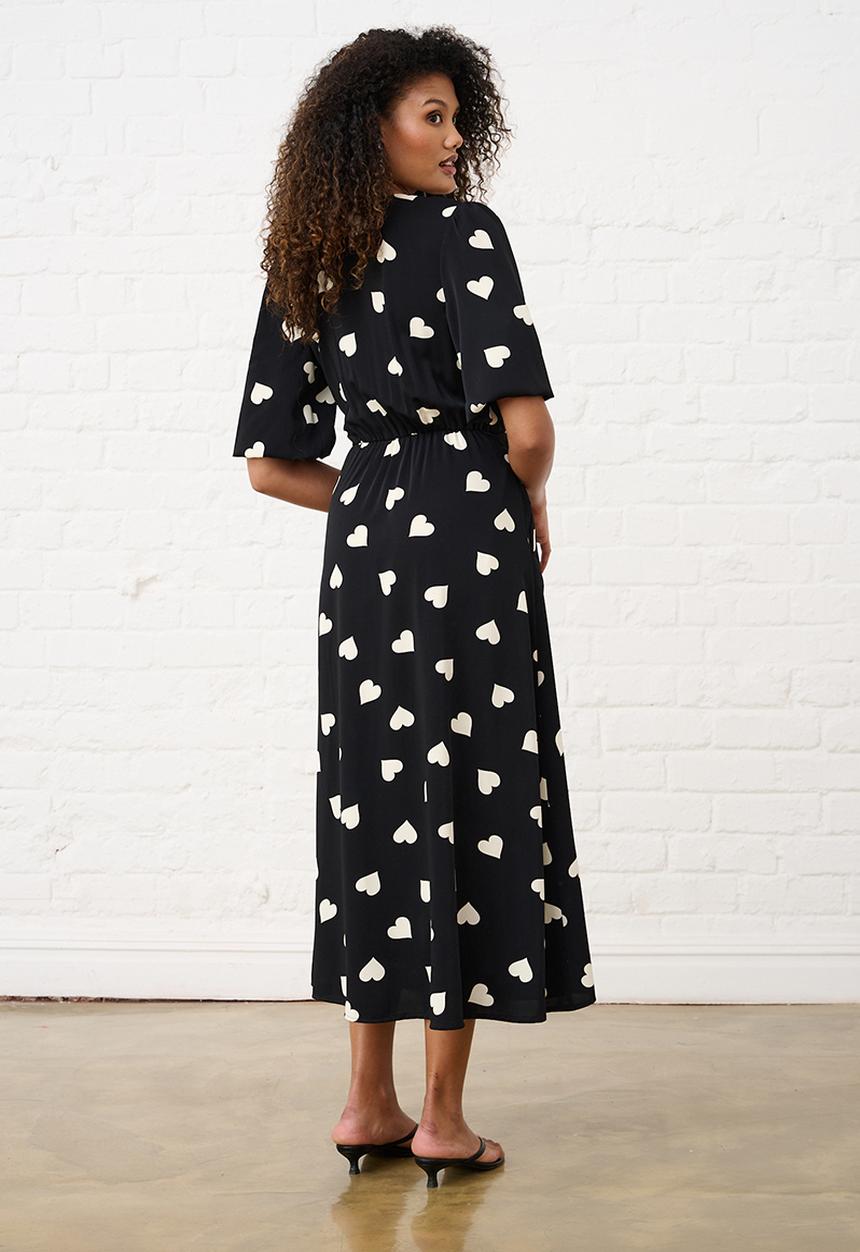 Me&B - Heart Wrap Dress - Black/White