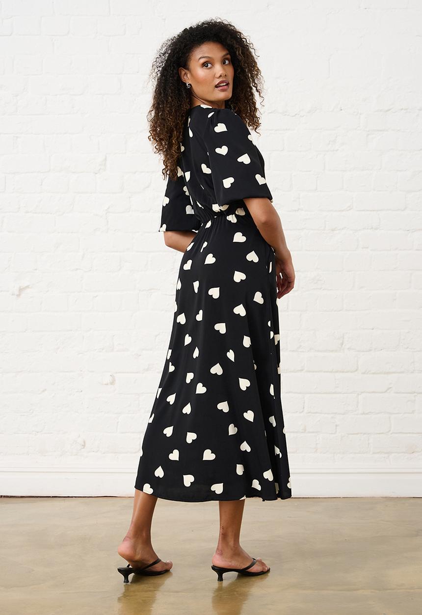 Me&B - Heart Wrap Dress - Black/White