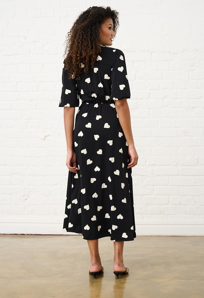 Me&B - Heart Wrap Dress - Black/White