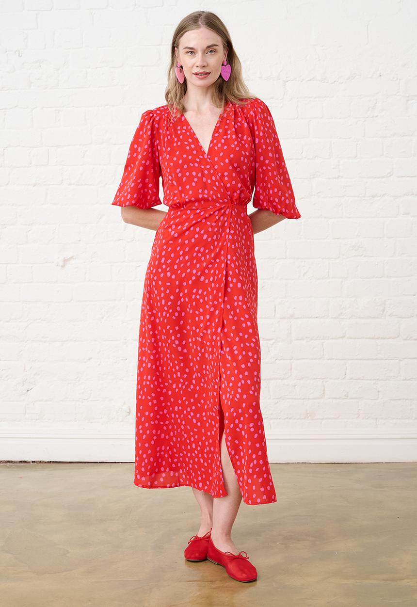 Me&B - Confetti Wrap Dress - Red