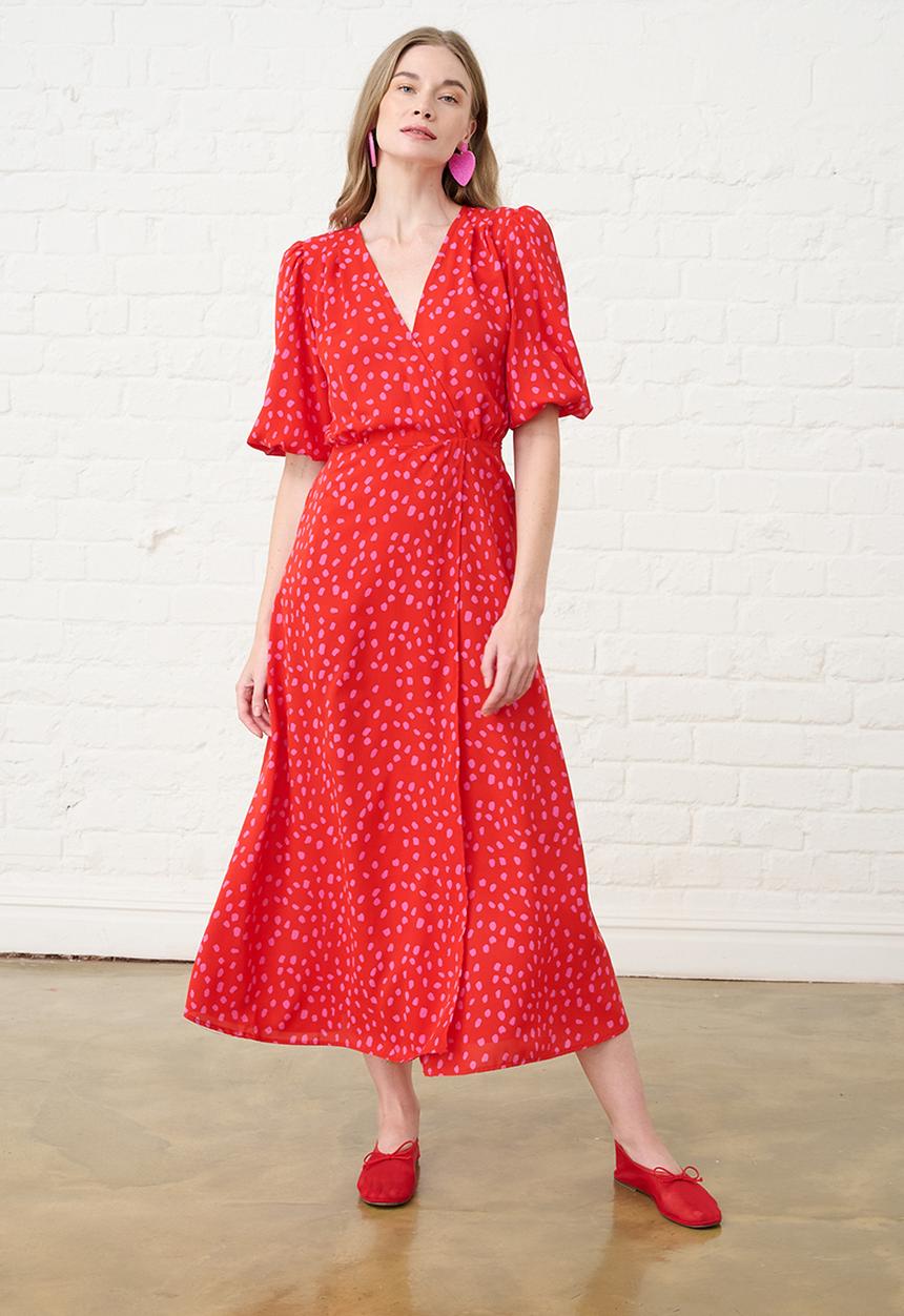 Me&B - Confetti Wrap Dress - Red