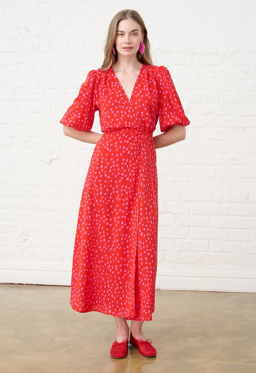 Me&B - Confetti Wrap Dress - Red