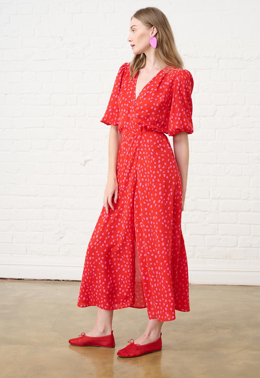 Me&B - Confetti Wrap Dress - Red