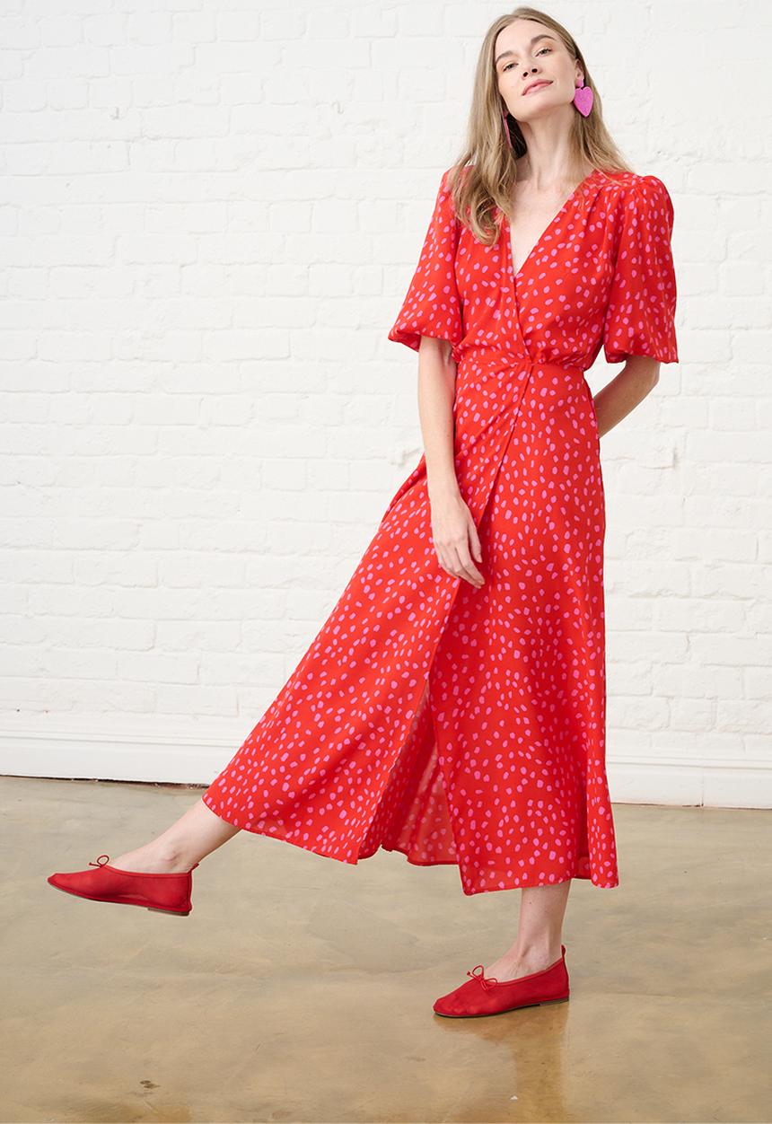Me&B - Confetti Wrap Dress - Red