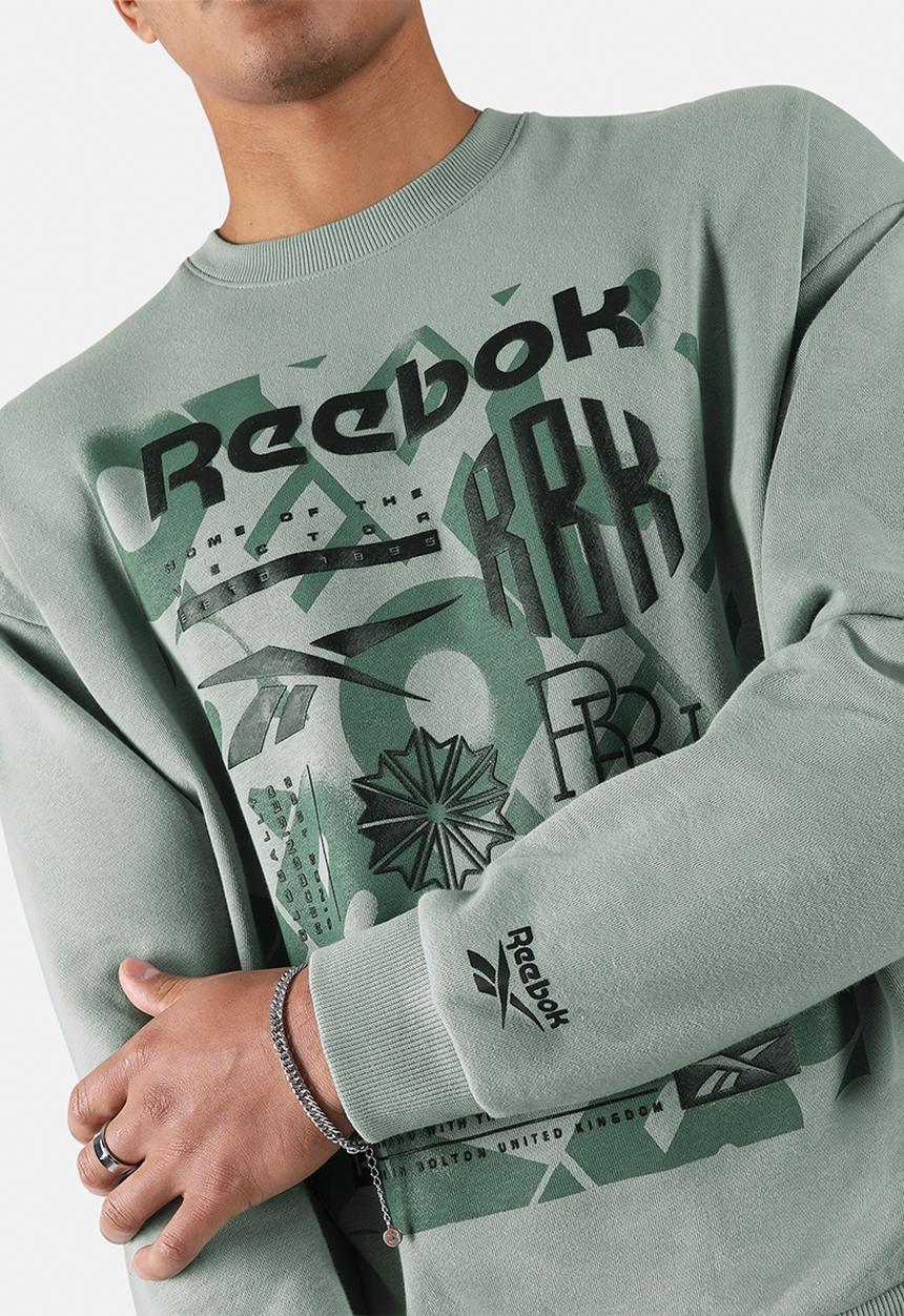 Reebok - BACK FADE CREW SWEATSHIRT - LIGHT FOG Green