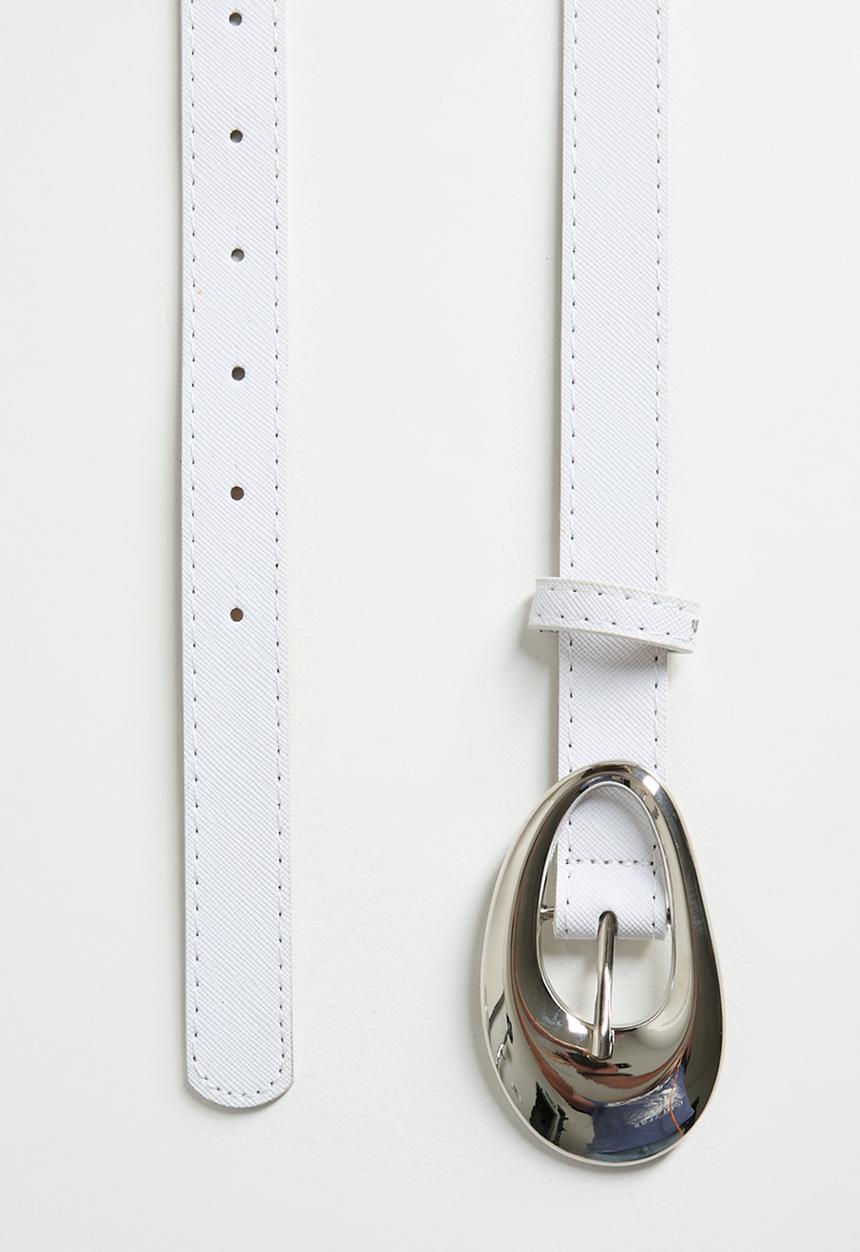 Tessa Design - Blythe Abstract Buckle Belt - White