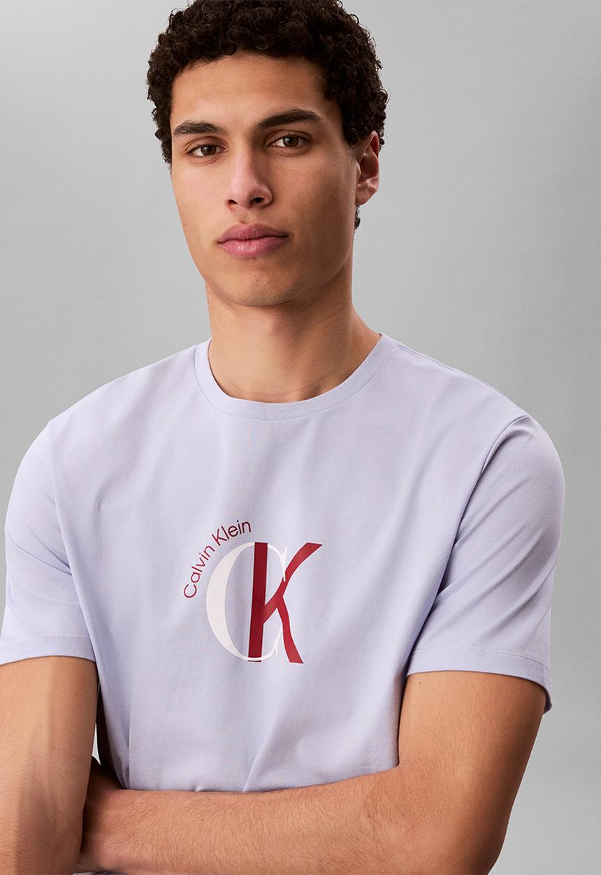 Calvin Klein - Ss 30S Whsl Ckj 2Tone Ck Graphic Tee - Casual Blue