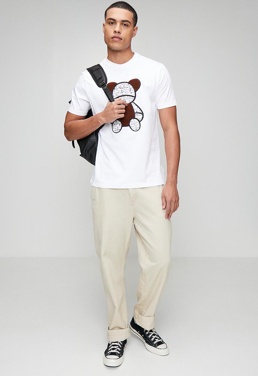 Ben Sherman - Ben Bear Chenille Fur 260g Tee-Shirt - White