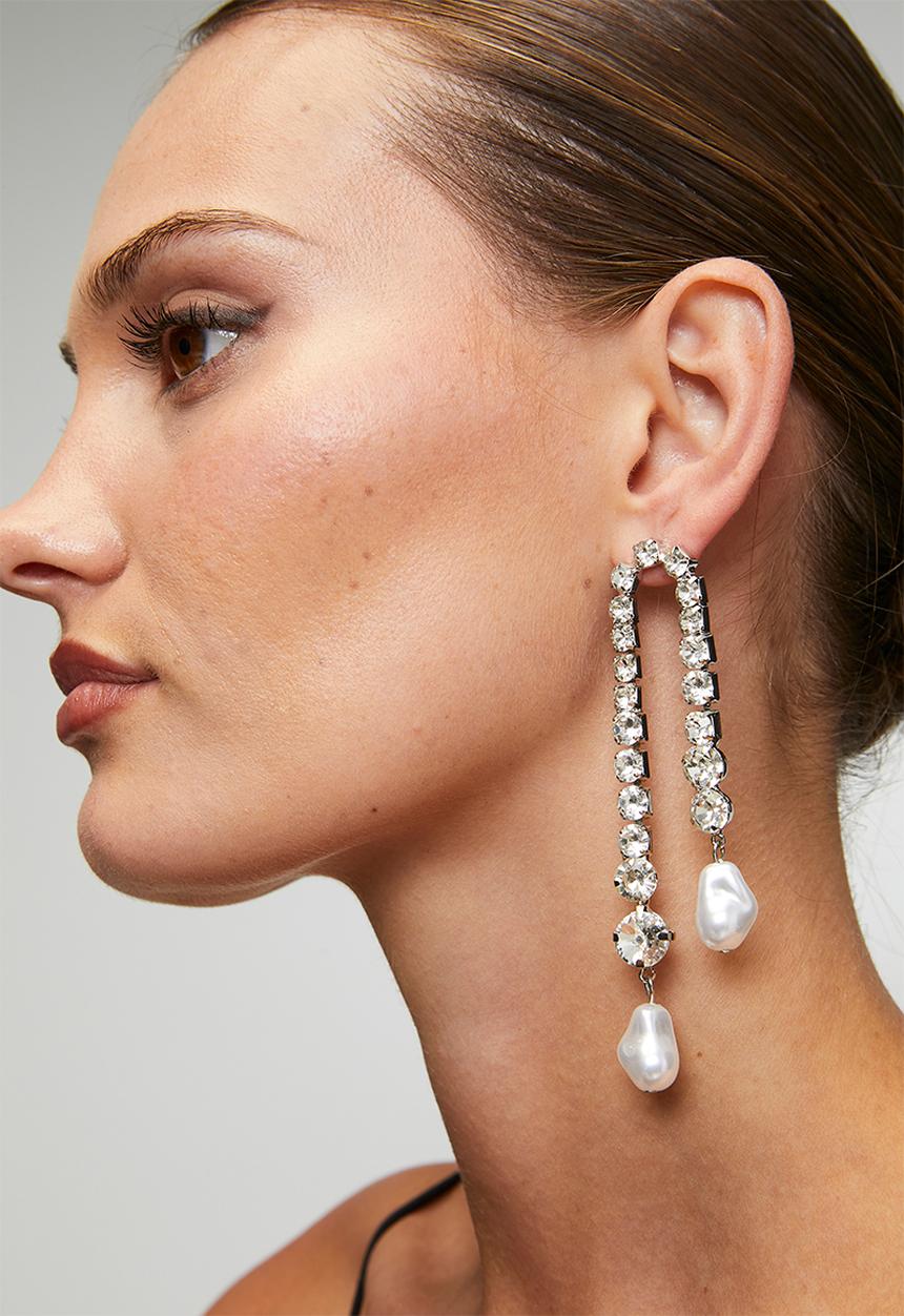 Tessa Design - Dove Oversized Pearl Drop Earrings - Silver
