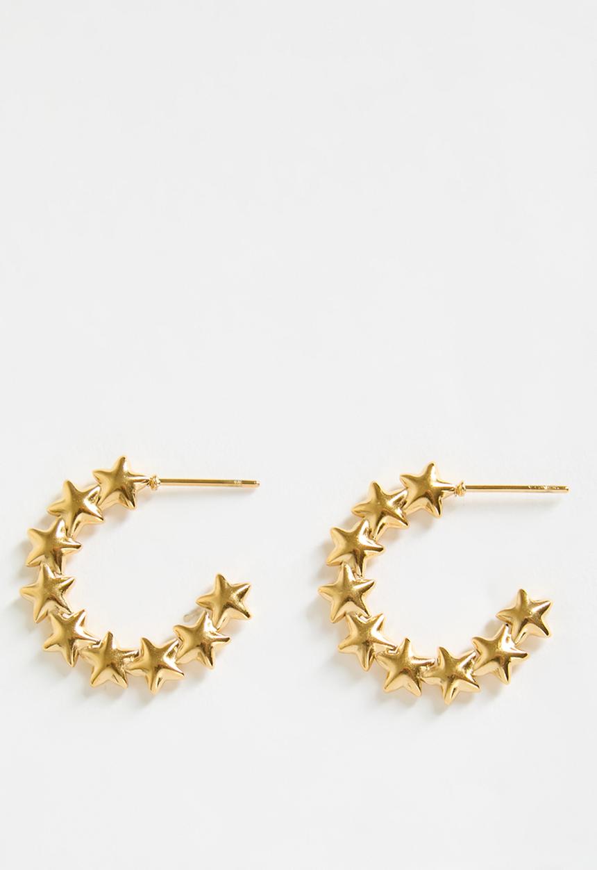 Zoe on Trend - Star-studded hoop earrings - gold