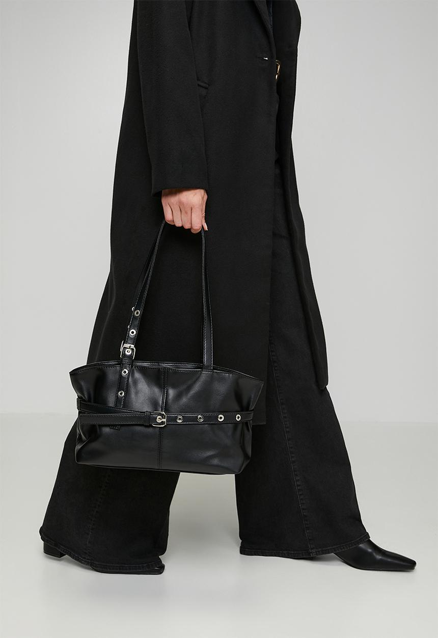 Tessa Design - Anais Buckle Shoulder Bag - Black