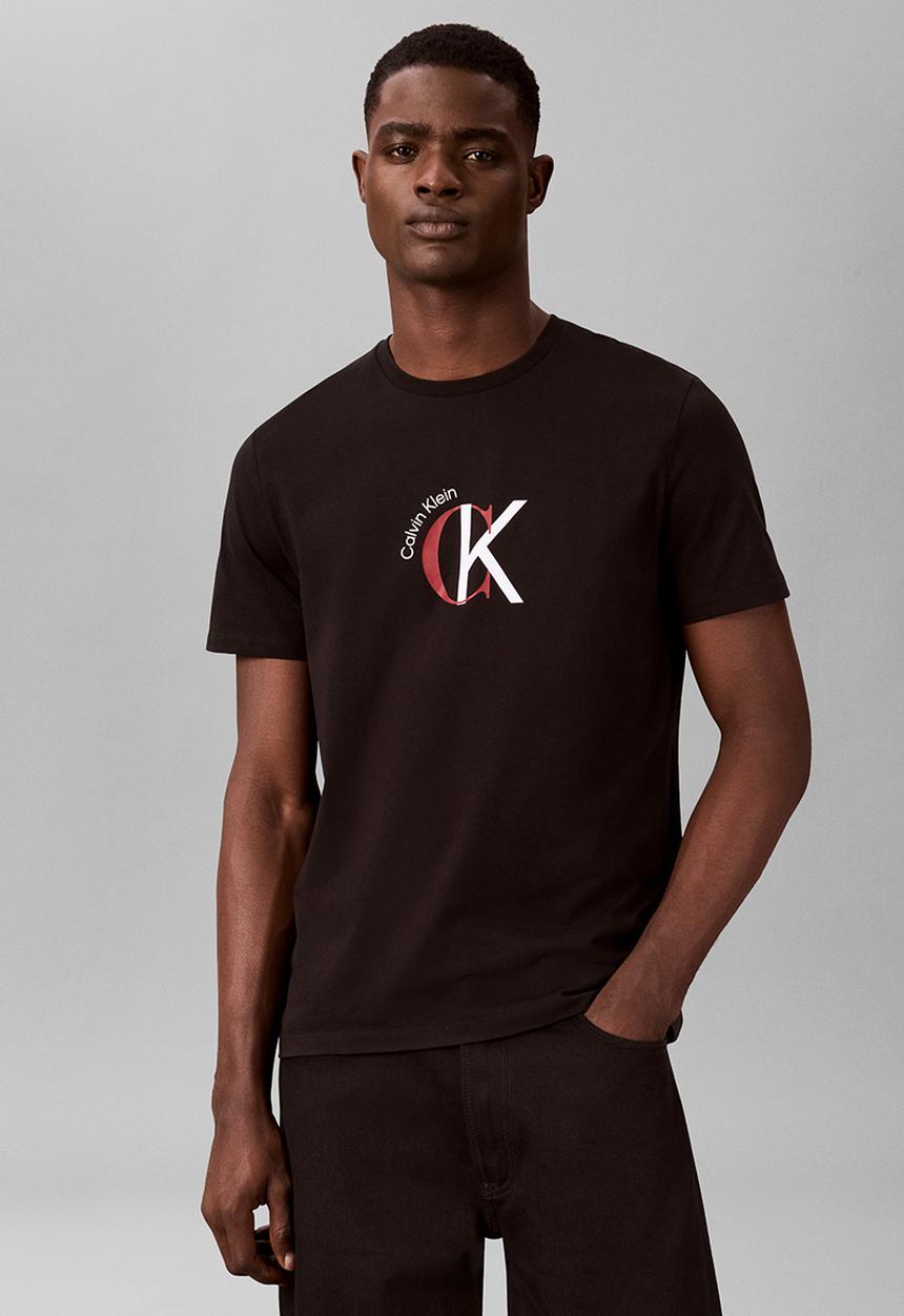 Calvin Klein - Ss 30S Whsl Ckj 2Tone Ck Graphic Tee - Black