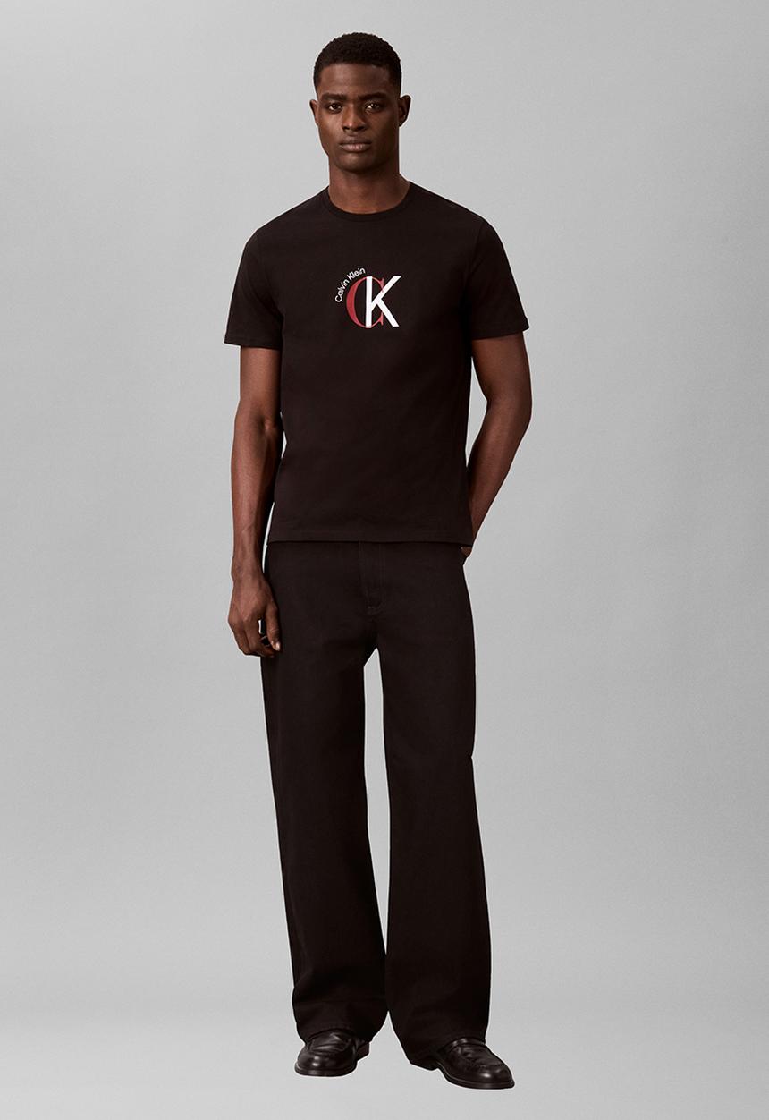 Calvin Klein - Ss 30S Whsl Ckj 2Tone Ck Graphic Tee - Black