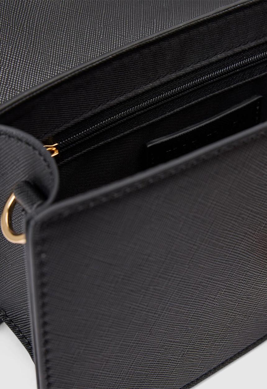 Forever New - Vanessa lock detail top handle bag in black saffiano