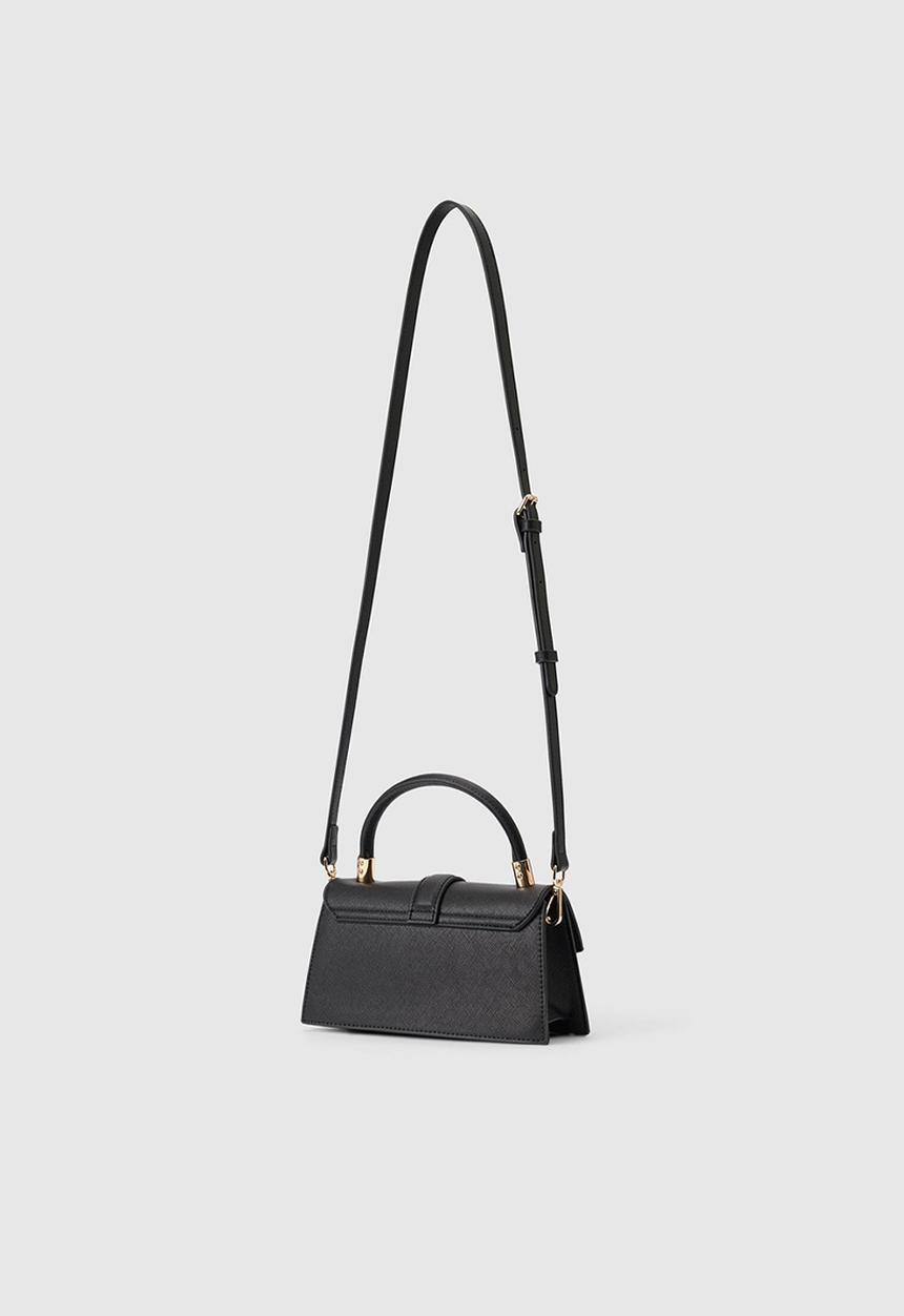 Forever New - Vanessa lock detail top handle bag in black saffiano