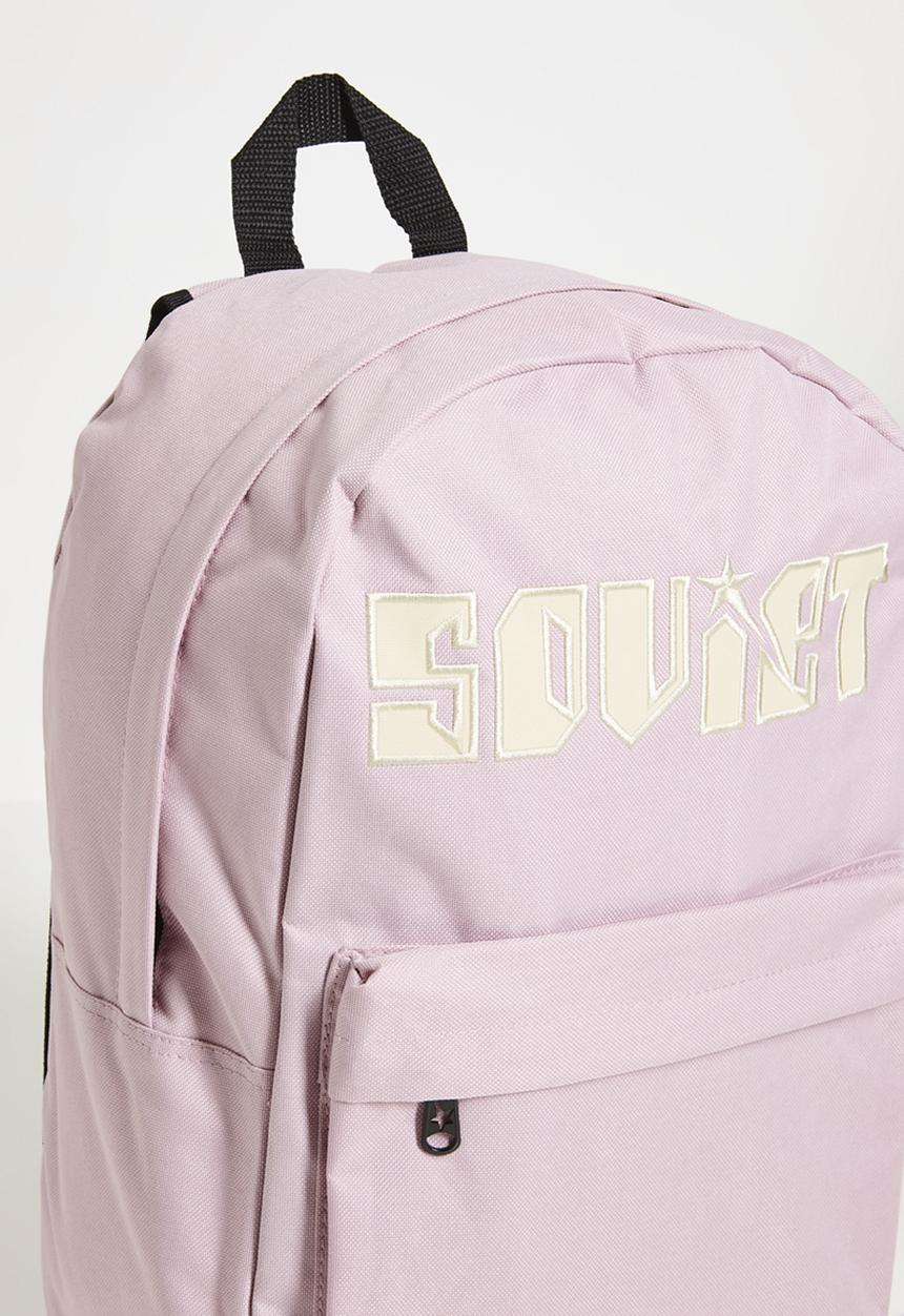 SOVIET - TECHNO Nylon Backpack - Mono Contrast Embroidery - LT PINK/CREAM