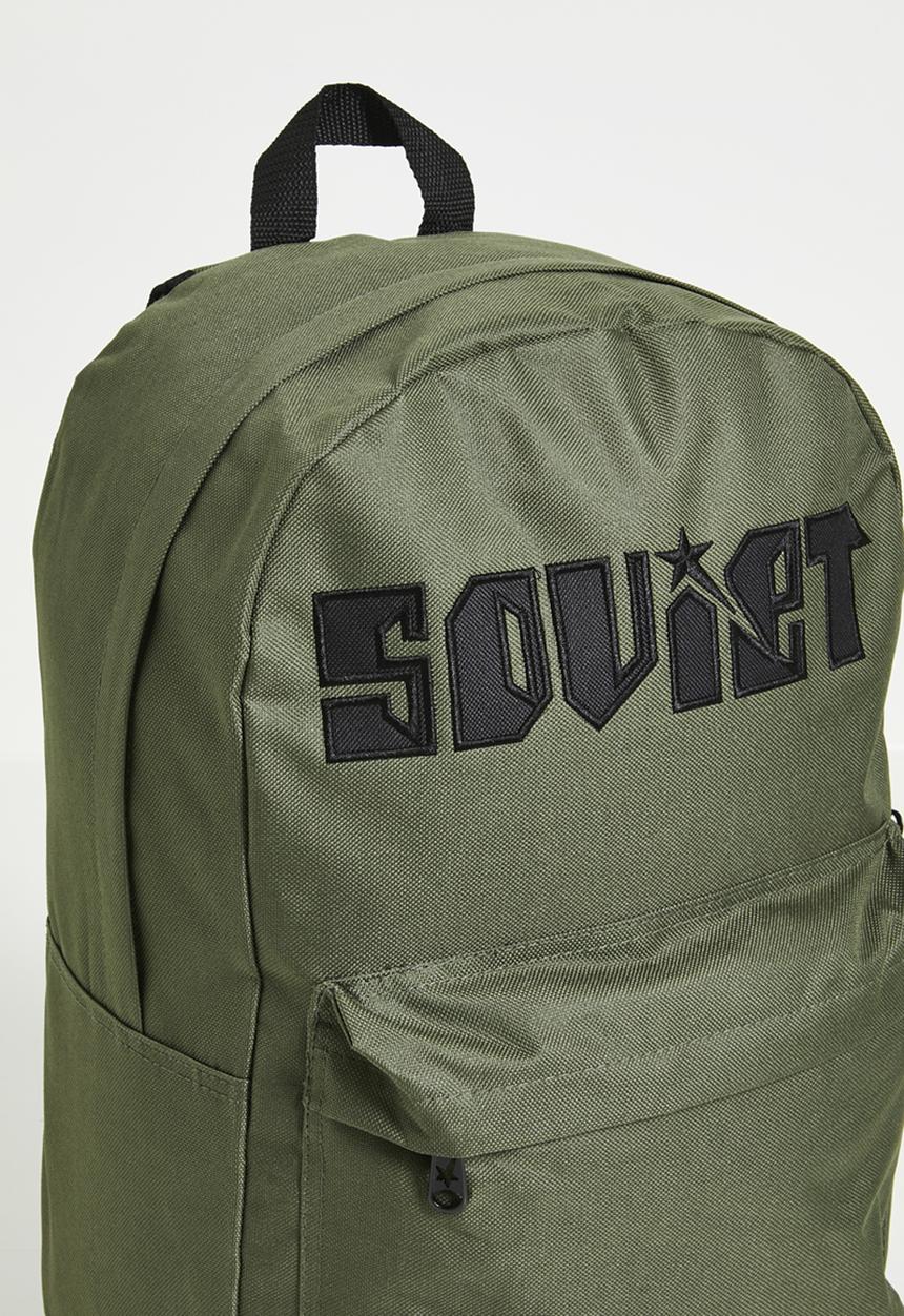 SOVIET - Techno nylon backpack - mono contrast embroidery - olive/black