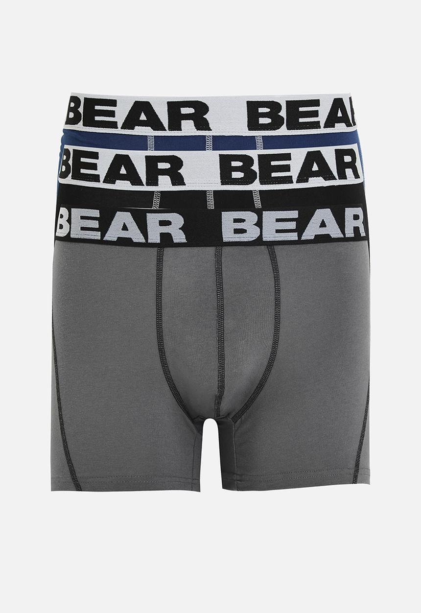 Bear - 3 Pack Bodyshort - Blue/Grey/Black