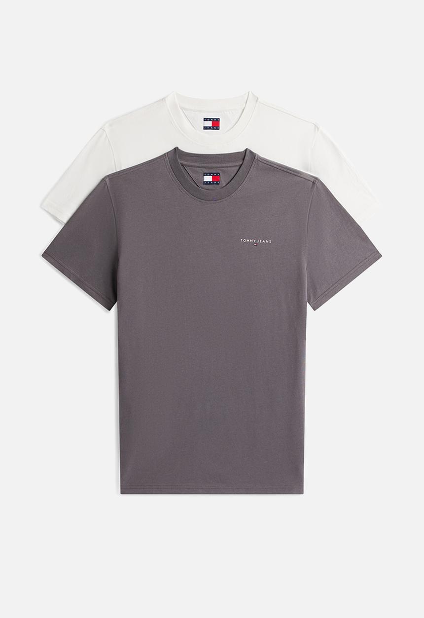 Tommy Hilfiger - Tjm Slim Linear Ss Tee 2Pck Ext - Ecru / Washed Black
