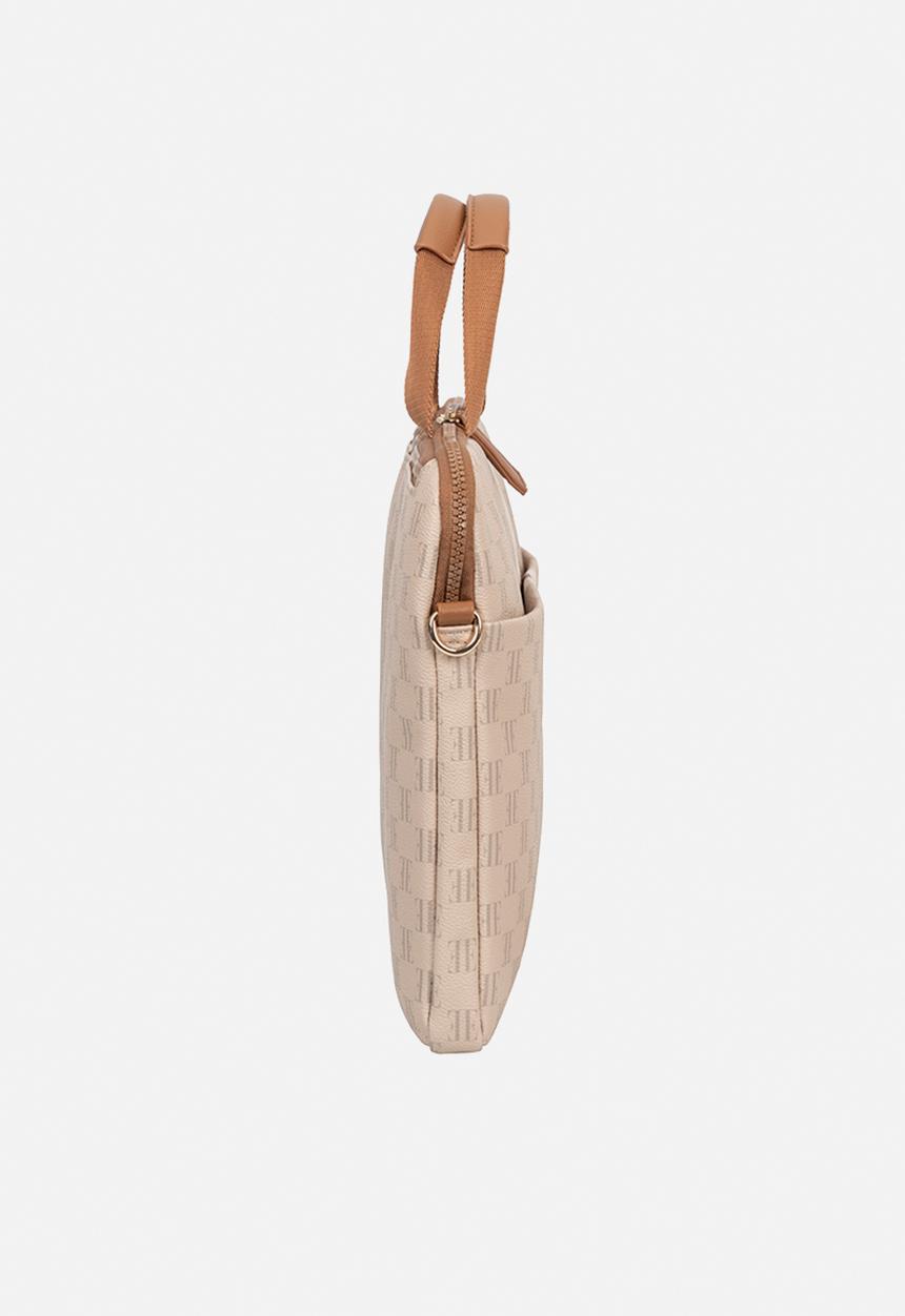 Elle - Monogram Slimline Laptop Bag - Beige