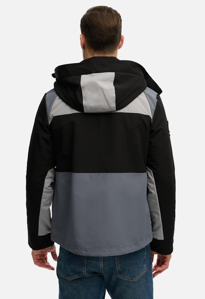 Superdry. - Hood colour block windbreaker - black