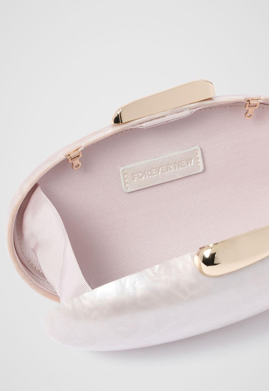 Forever New - Patty Oval Pearl Hardcase Clutch In Pearl