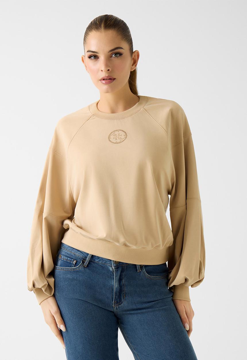GUESS - Cn Mini 4G Logo Sweatshirt - Foamy Taupe