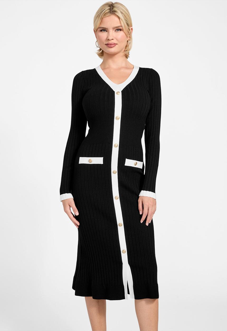 GUESS - Ls Vn Laurel Swtr Dress - Jet Black A996