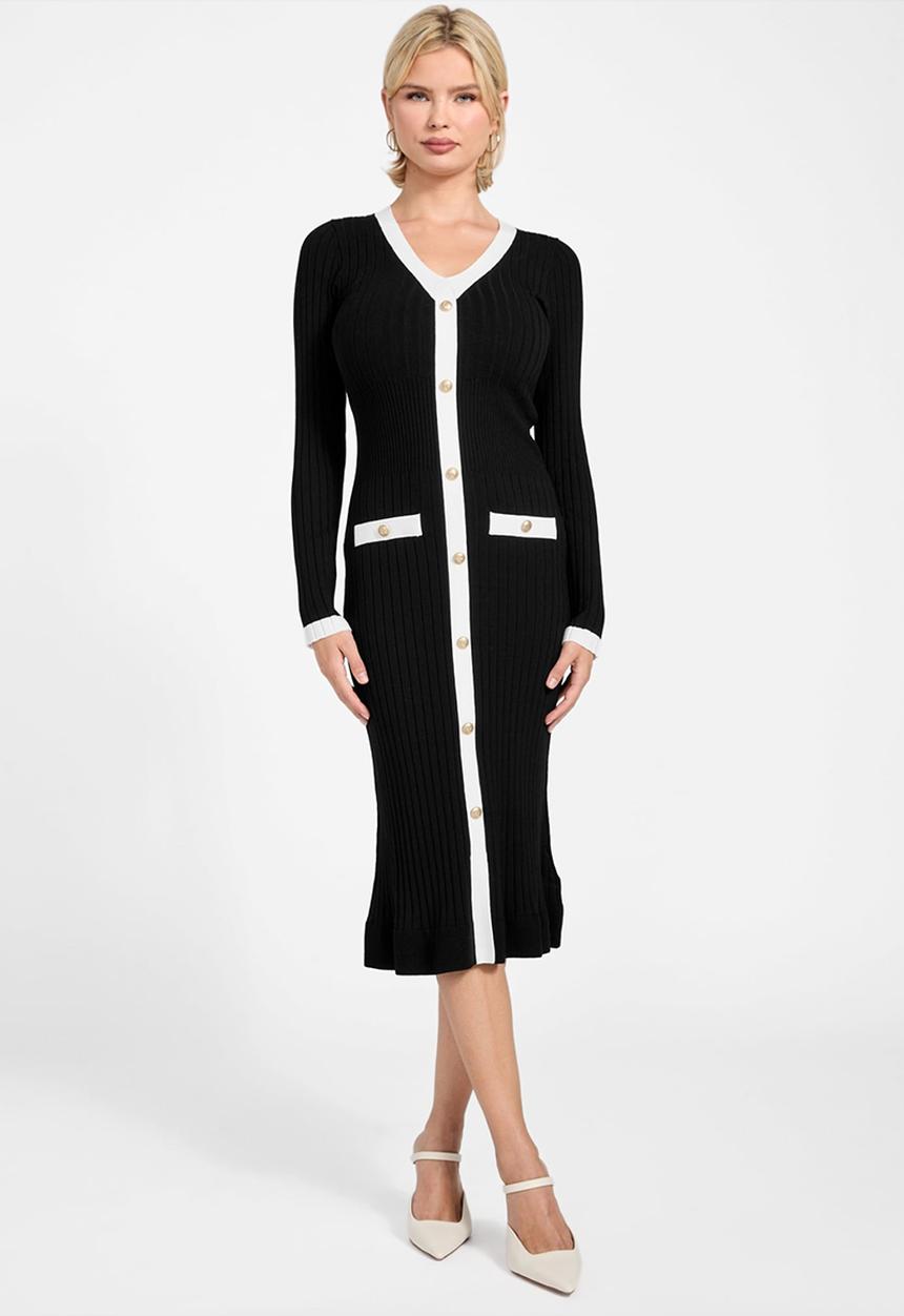 GUESS - Ls Vn Laurel Swtr Dress - Jet Black A996