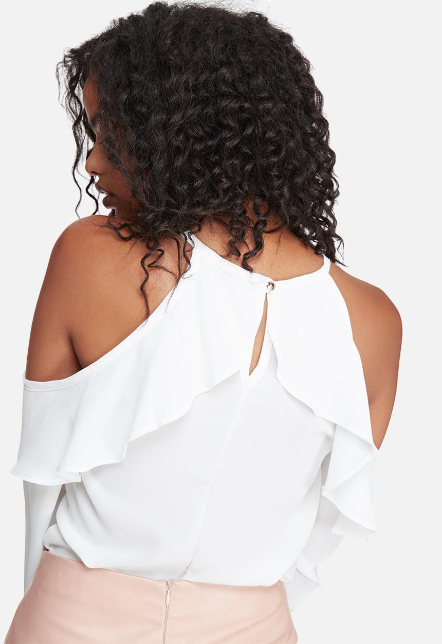 dailyfriday - Fitted cold shoulder ruffle blouse