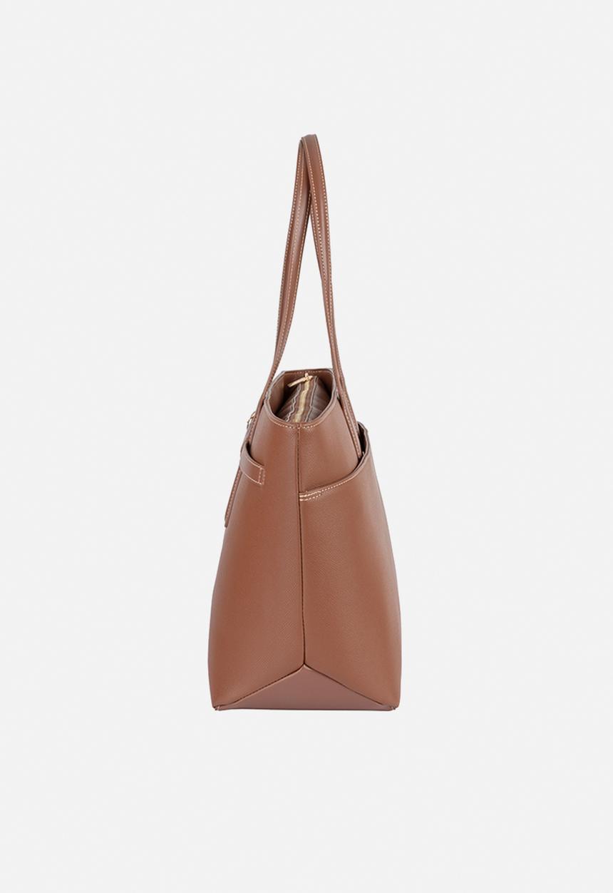 Elle - Belt Buckle Tote - Brown