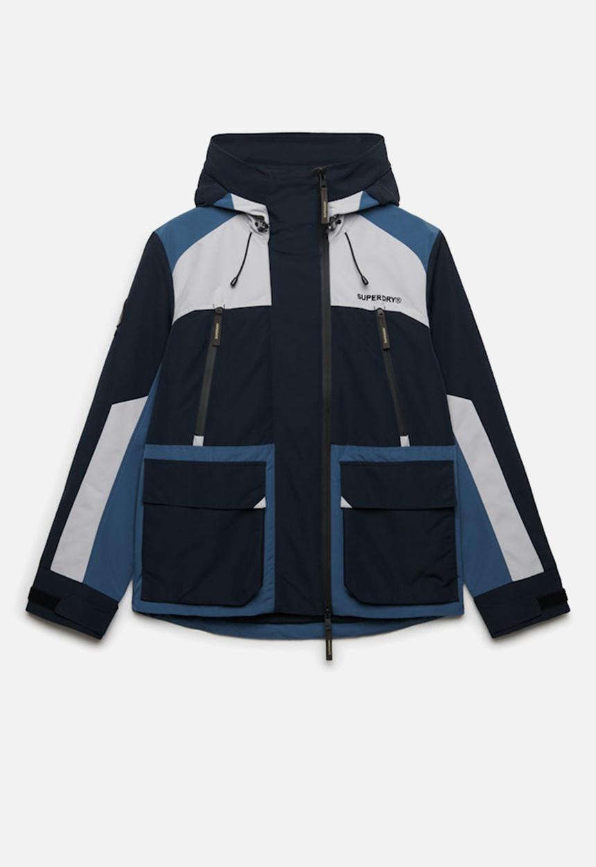 Superdry. - HOOD COLOUR BLOCK WINDBREAKER  - ECLIPSE NAVY