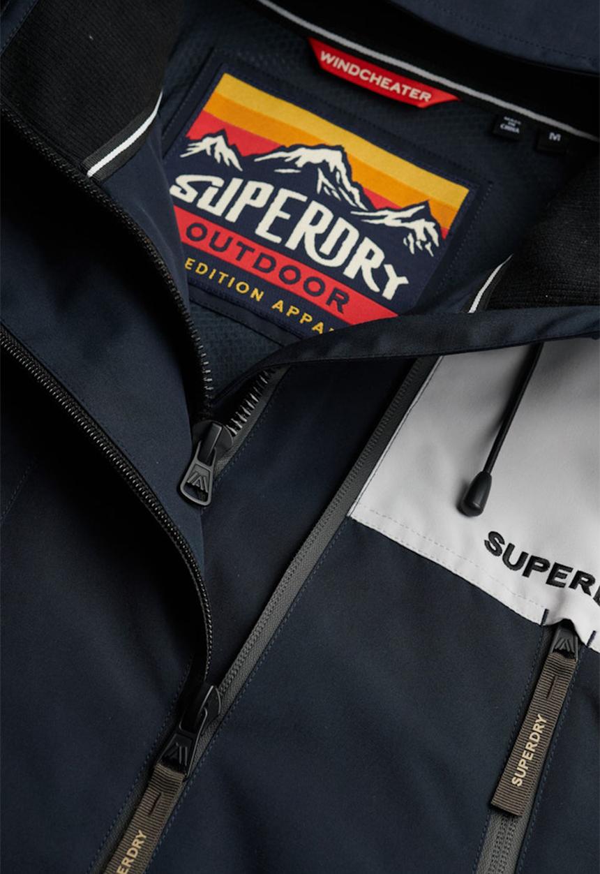 Superdry. - HOOD COLOUR BLOCK WINDBREAKER  - ECLIPSE NAVY