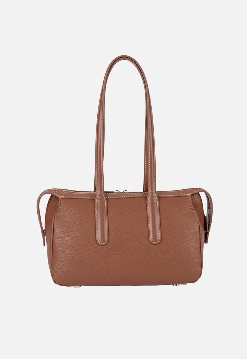 Elle - Belt Buckle Boston Bag - Brown