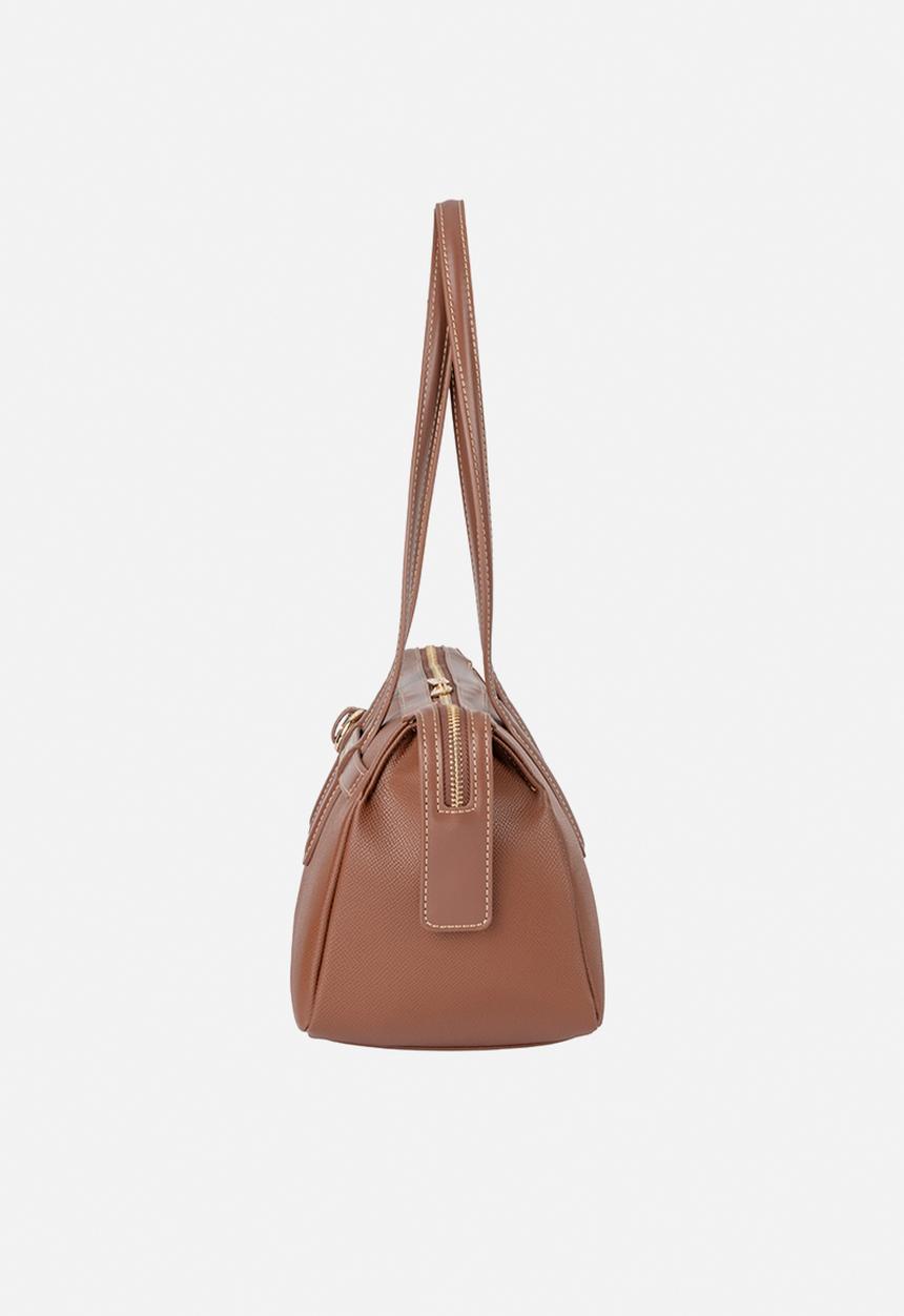 Elle - Belt Buckle Boston Bag - Brown