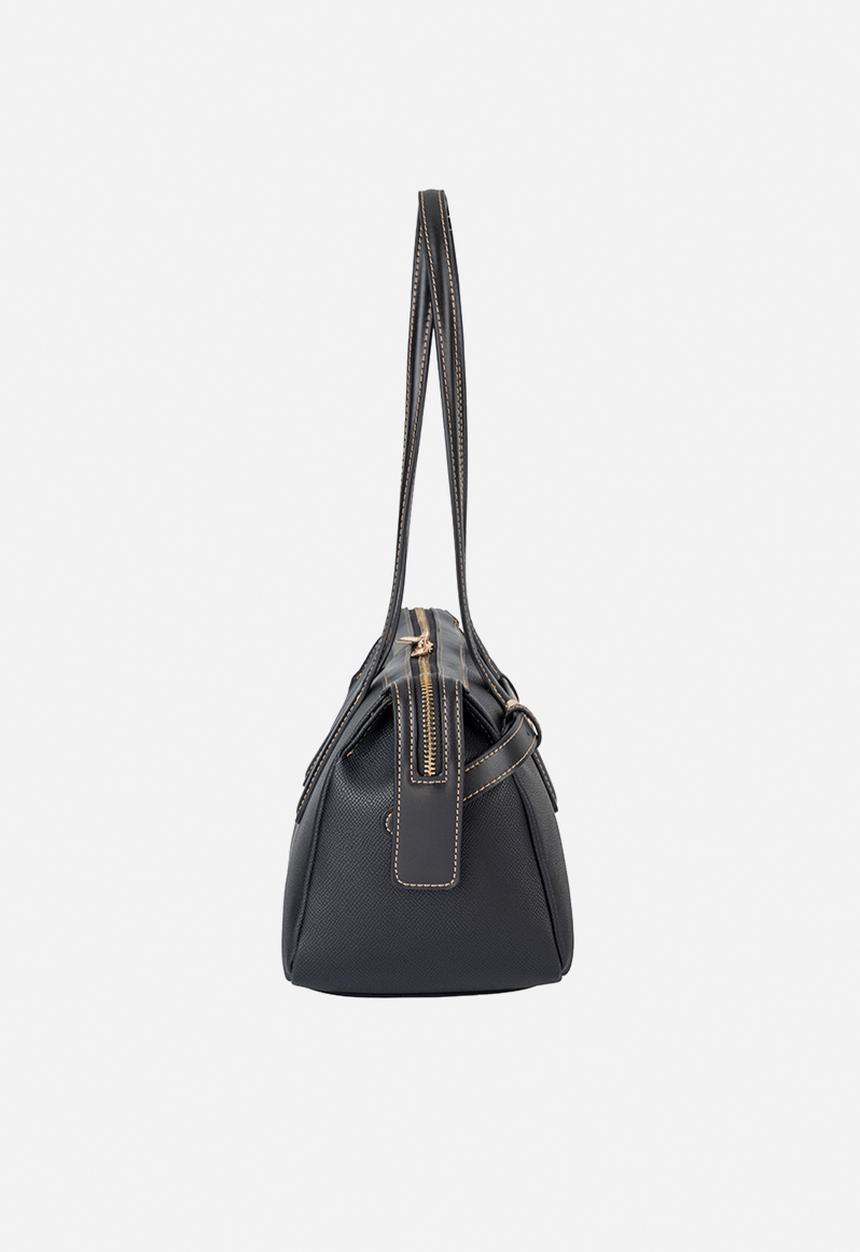 Elle - Belt Buckle Boston Bag - Black