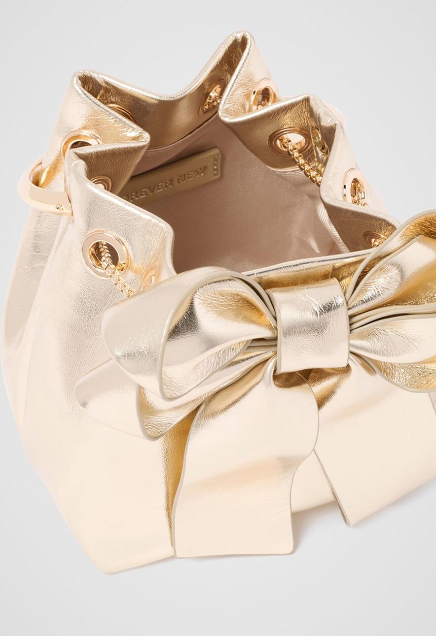 Forever New - Petra Bow Metal Handle Clutch In Gold