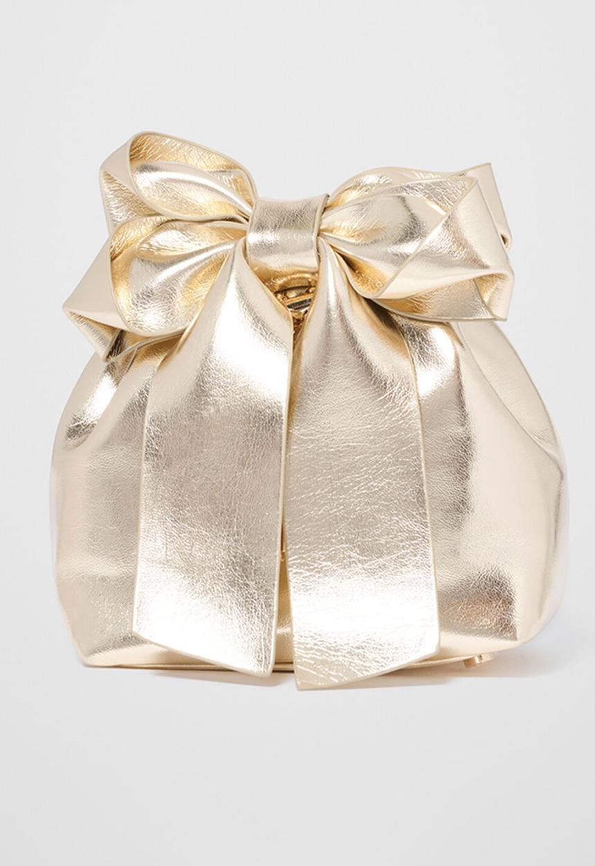 Forever New - Petra Bow Metal Handle Clutch In Gold