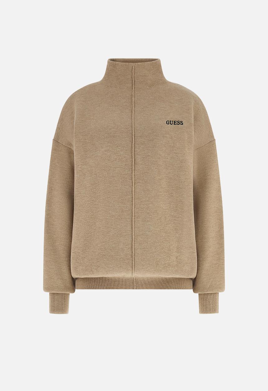 GUESS - Ursula High Neck Sweatshirt - Sand Tan Melange