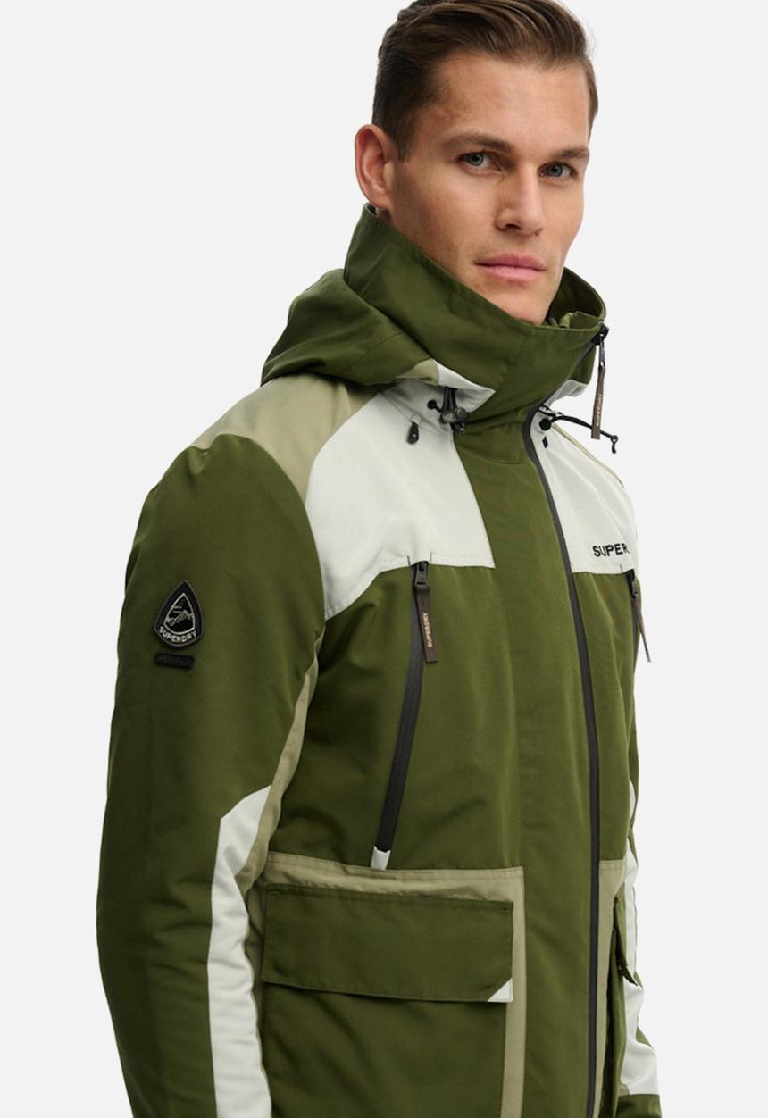 Superdry. - HOOD COLOUR BLOCK WINDBREAKER  - Rifle Green