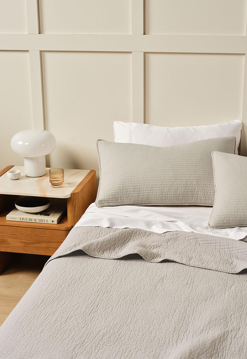 Linen House - Marceau quilt with 2 pillowcase shams - oatmeal