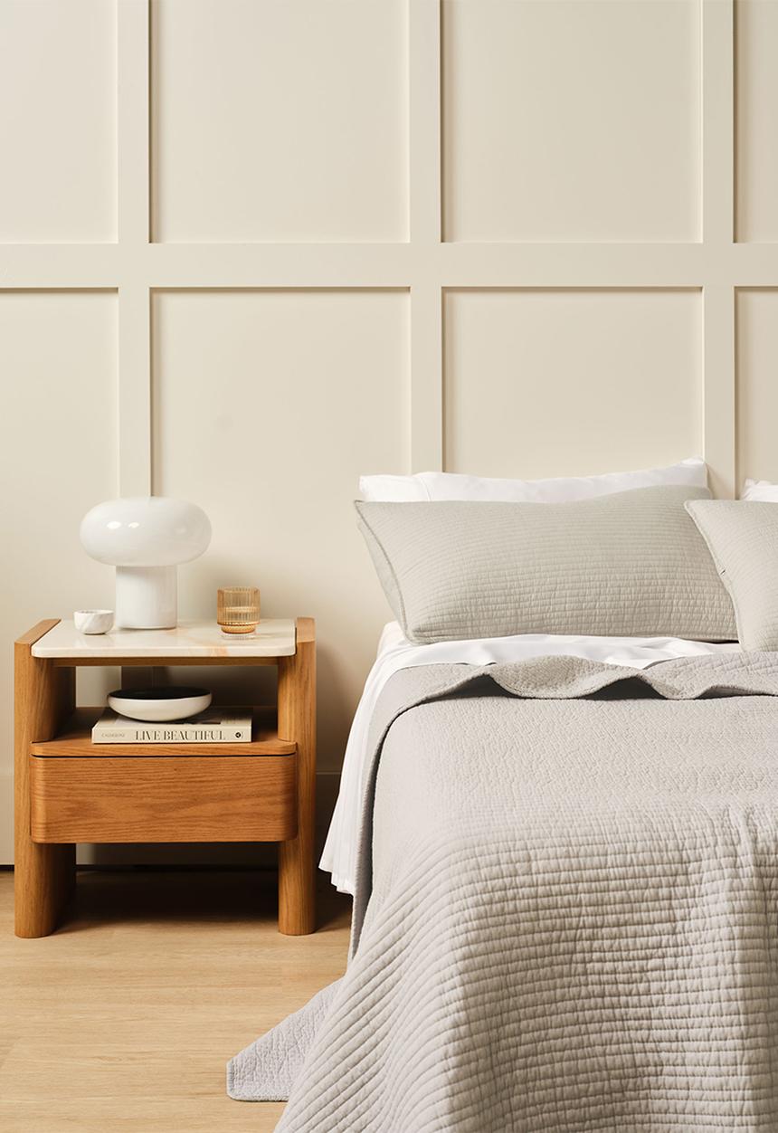 Linen House - Marceau quilt with 2 pillowcase shams - oatmeal