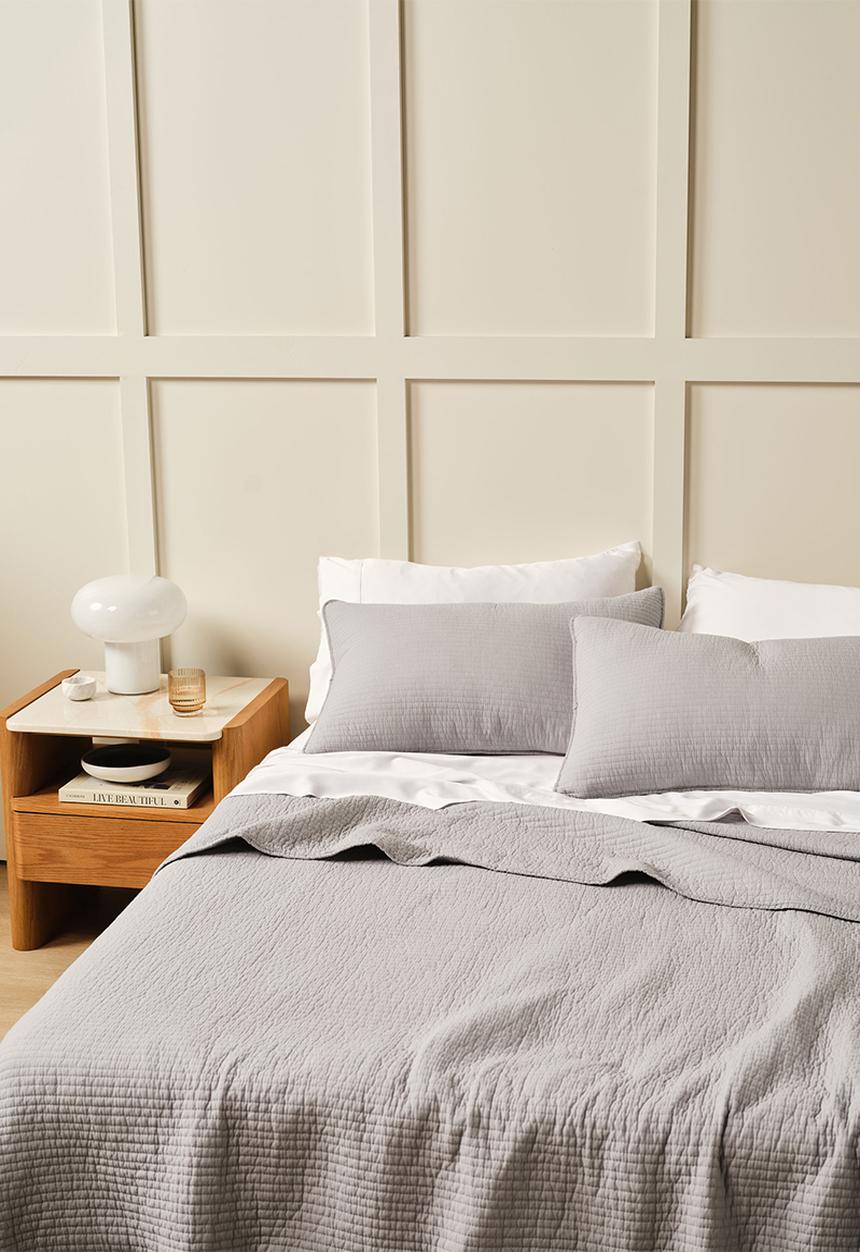 Linen House - Marceau quilt with 2 pillowcase shams - grey