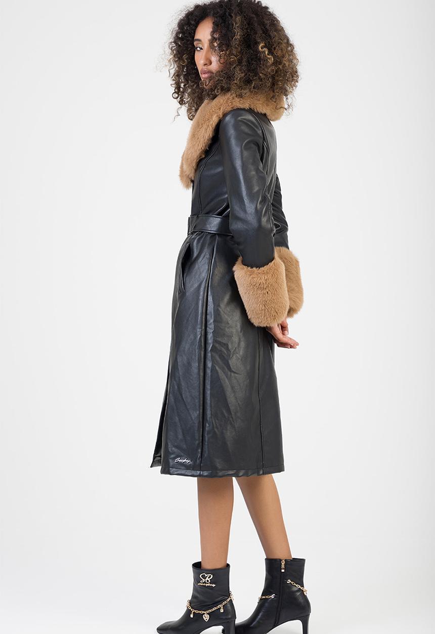 SISSY BOY - Deal Breaker Faux Fur-Trimmed Coat - Black/Brown