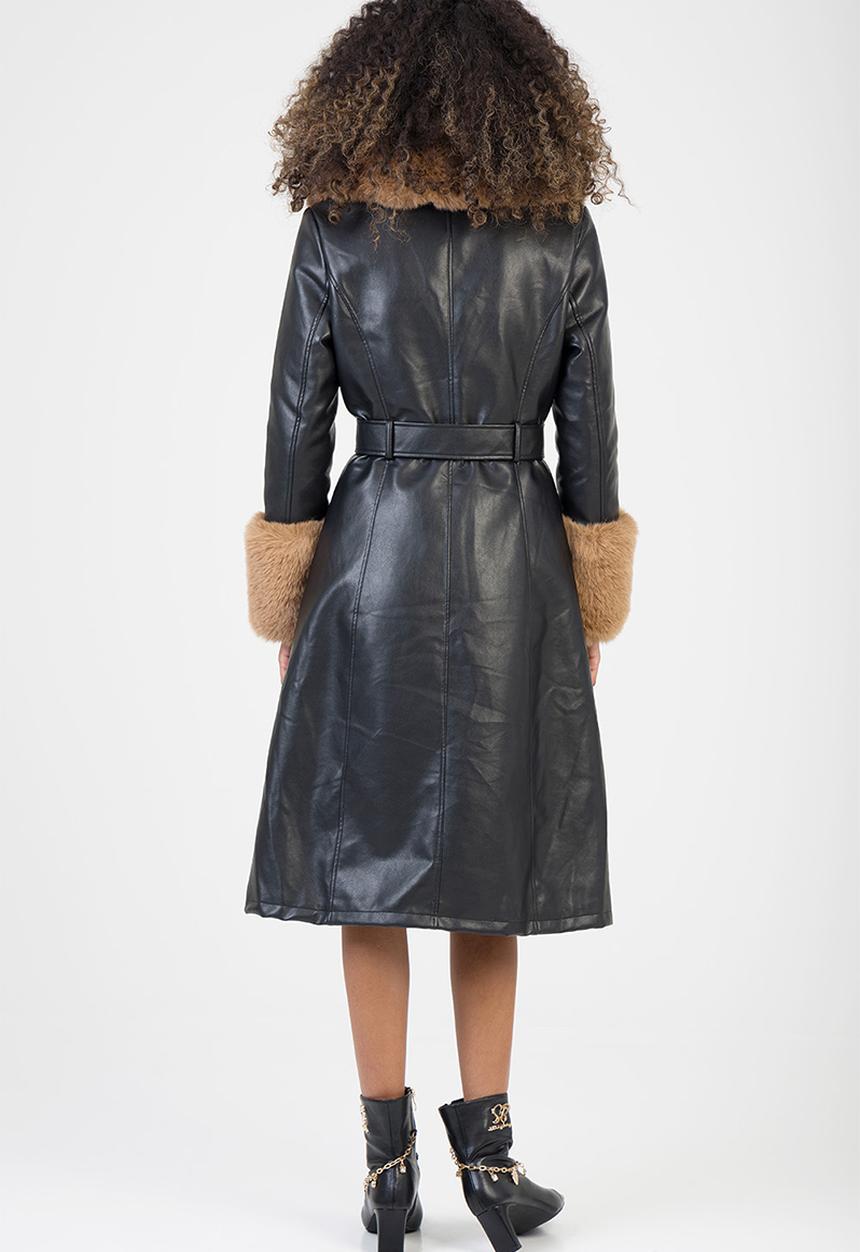 SISSY BOY - Deal Breaker Faux Fur-Trimmed Coat - Black/Brown