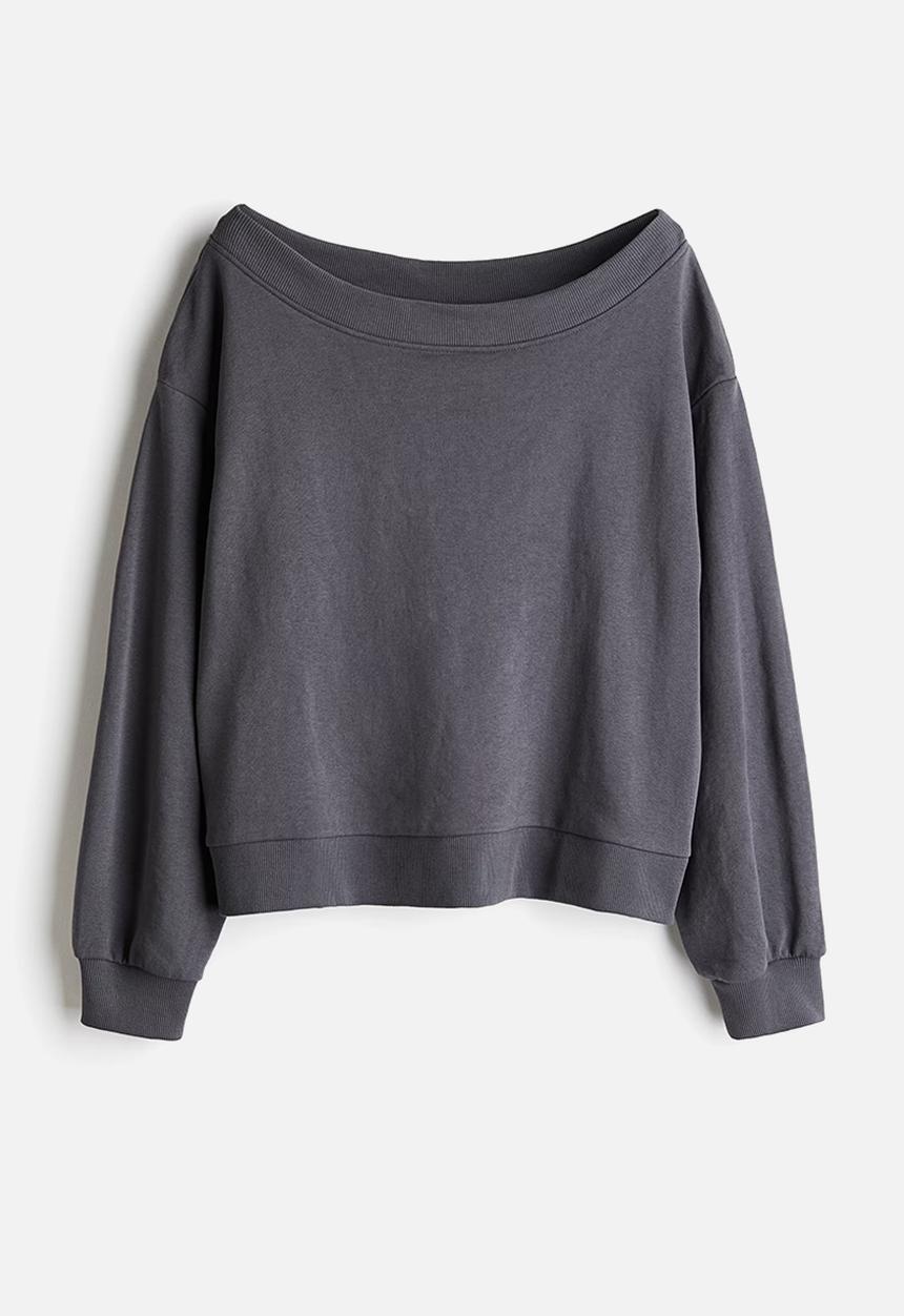H&M - Off-the-shoulder sweatshirt - dark grey