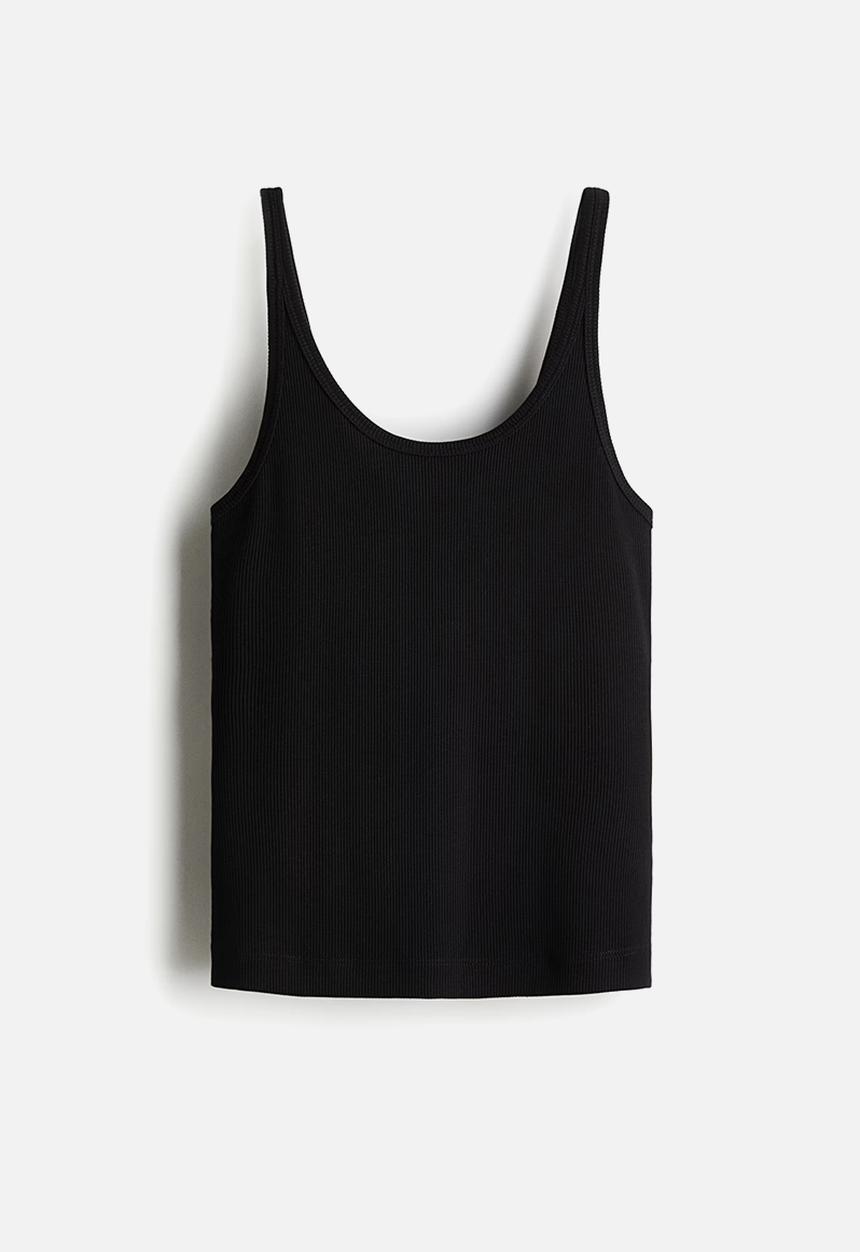 H&M - Ribbed vest top - black
