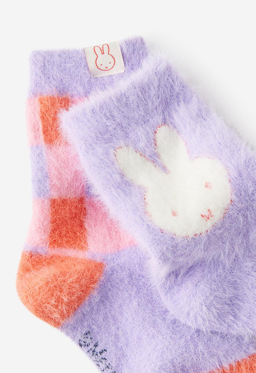 Cotton On - Kids Licensed Home Socks - Lcn Mif Miffy Gingham/Vintage Lilac