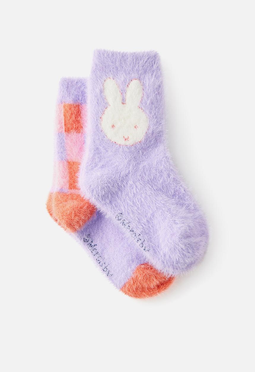 Cotton On - Kids Licensed Home Socks - Lcn Mif Miffy Gingham/Vintage Lilac