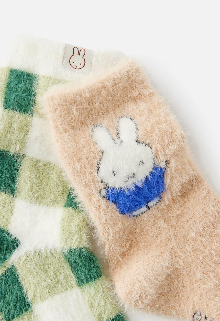 Cotton On - Kids Licensed Home Socks - Lcn Mif Miffy Gingham/Latte Cream